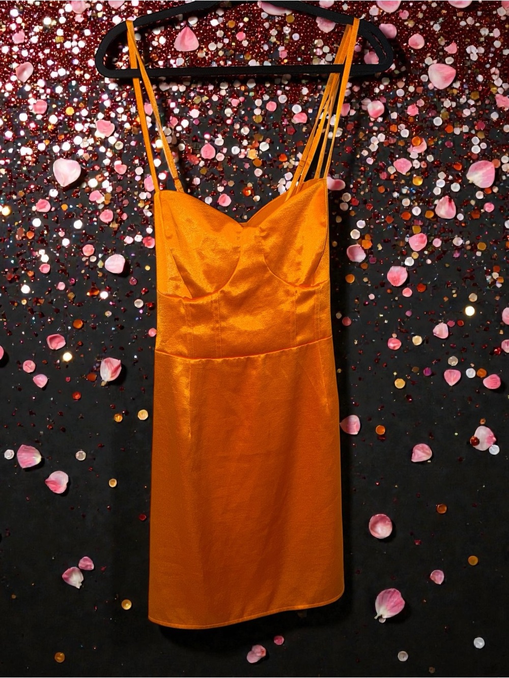 Wild Fable Orange Satin Lace-Up Dress XXL | Vibrant Statement Piece - Picture 14 of 16